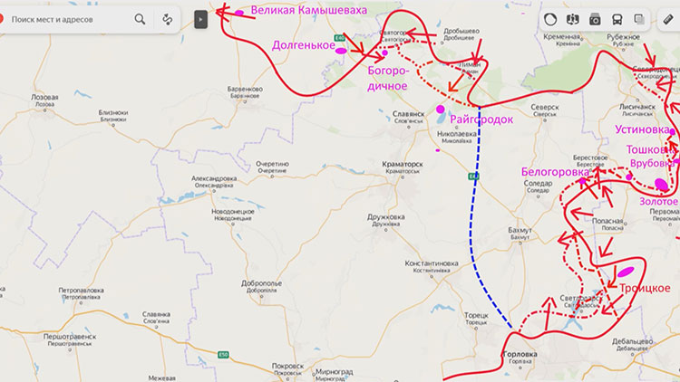 Предполагаемое отступление ВСУ на линию Славянск - Краматорск - Торецк