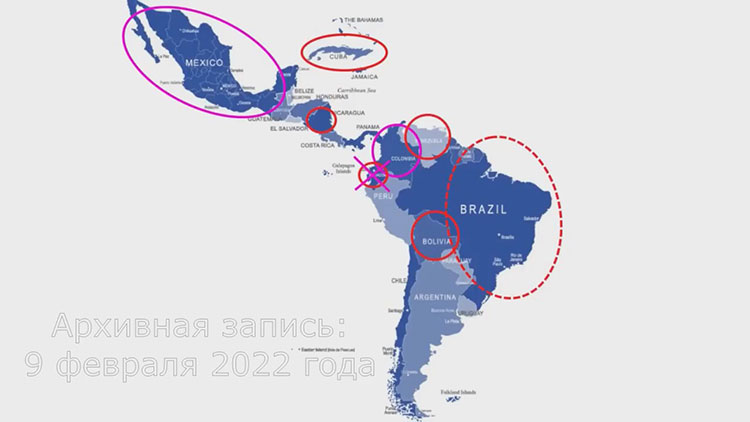 Куба на карте Латинской Америки