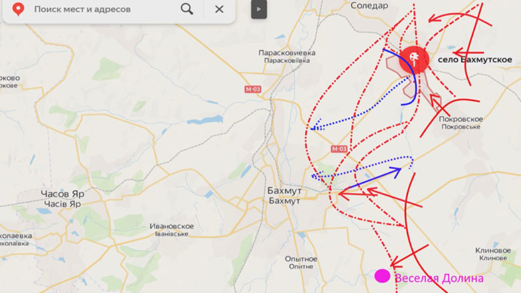 В районе Соледара - Бахмута относительное затишье