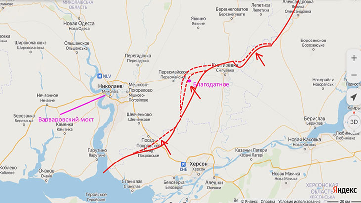 Разведка боем российских войск на востоке от Николаева