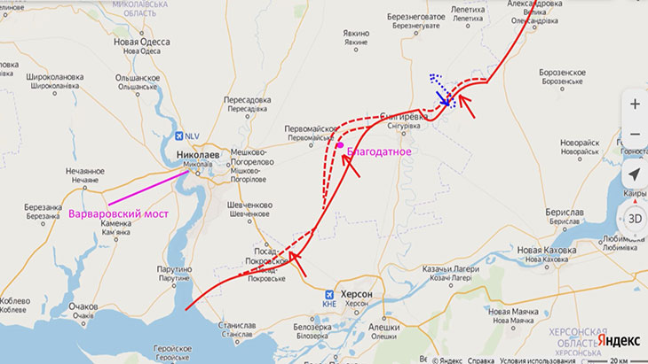 Попытка контратаки ВСУ под Николаевом