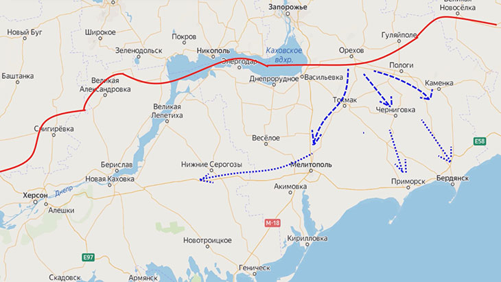 Возможные пути наступления ВСУ на Херсонском направлении