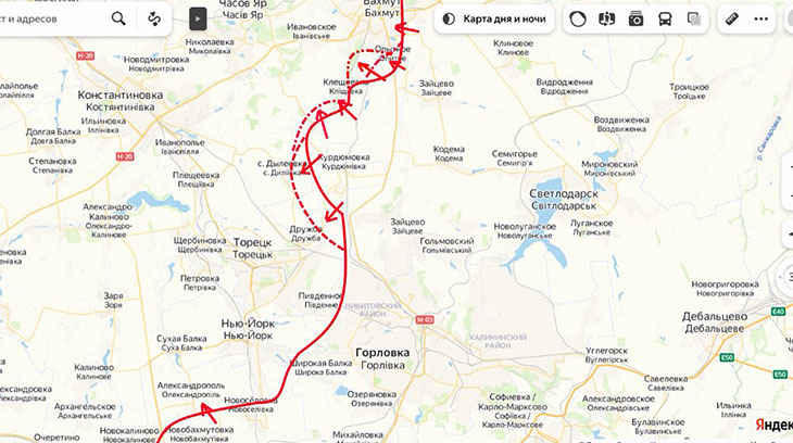 Формирующийся российский плацдарм южнее Артемовска