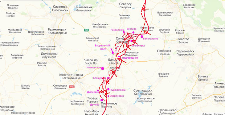 Продвижение российских войск на Артемовско-Соледарском направлении