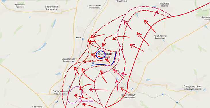 Российские войска заняли центральную часть Соледара