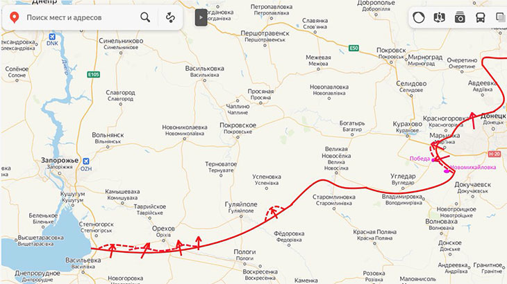 Продвижение российских войск на запорожском направлении