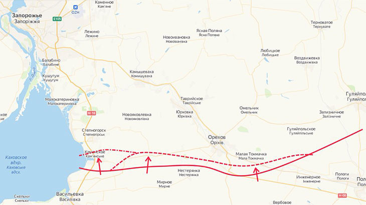 Продвижение российских войск на южном фронте