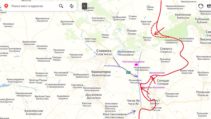 Линия обороны ВСУ на высотах перед Славянском и Краматорском