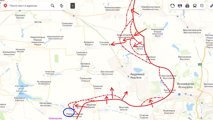 В районе Авдеевки наступательная операция не останавливается