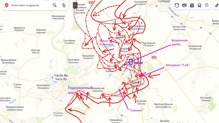 После взятия вагнеровцами центра города противник сосредоточился на закреплении в западной части города