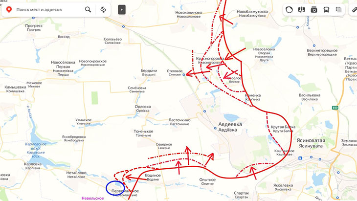 Попытка продвижения российских войск на Авдеевском направлении