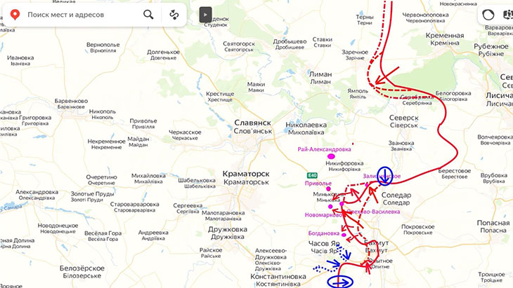 Попытка контратаки ВСУ юго-западнее Артемовска