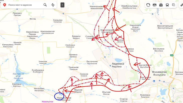 Продвижение ВС РФ в районе Тоненького