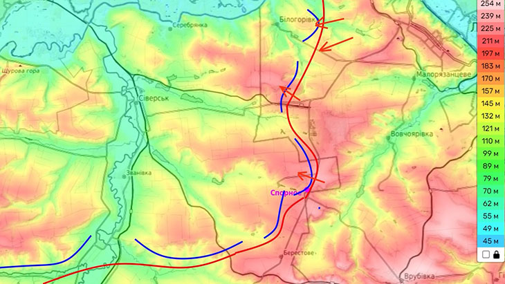 Борьба за холмы в районе Спорного и Белогоровки