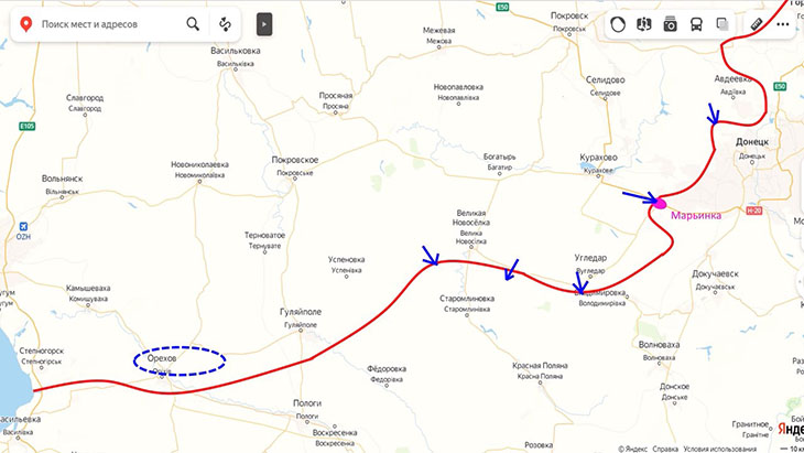 Концентрация сил ВСУ в районе Орехова