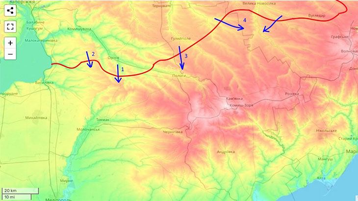 Возможные варианты наступательных действий на Запорожском направлении