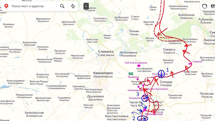 У наших войск есть успехи в районе н. п. Спорное