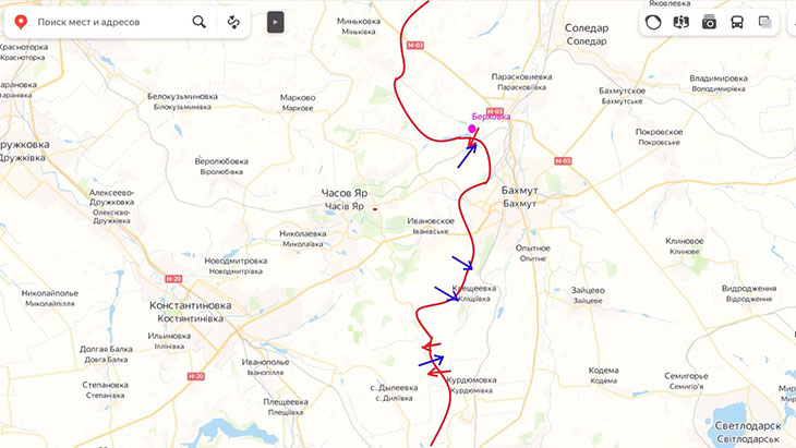 Российские войска пошли в контратаку в районе Курдюмовки