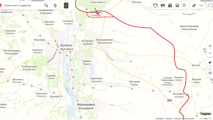 Наши войска заняли примерно половину н. п. Синьковка в районе Купянска