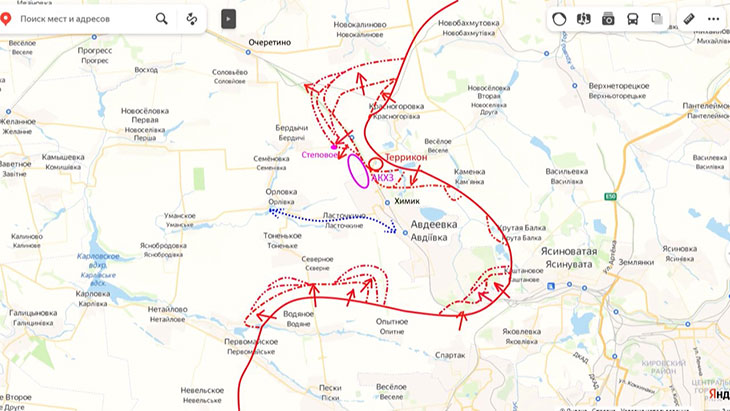 До единственной дороги в Авдеевку как с северной, так и с южной части по прямой осталось всего по 4 км