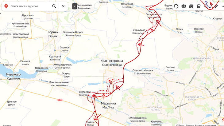 Прорыв наших войск в южной части Красногоровки