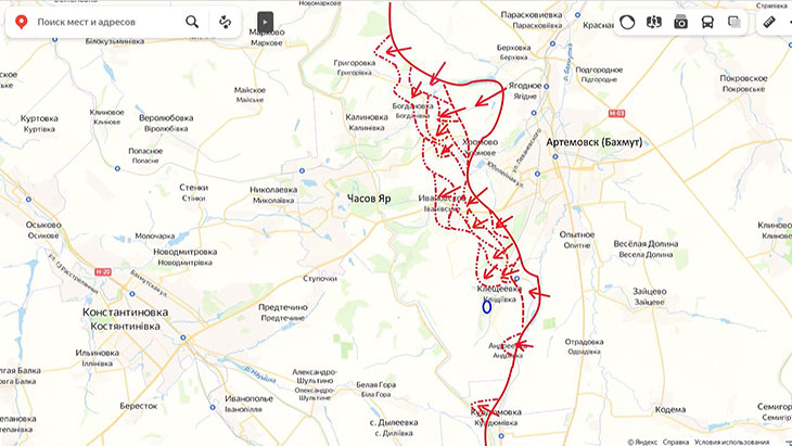 Продвижение российских войск в районе Ивановского