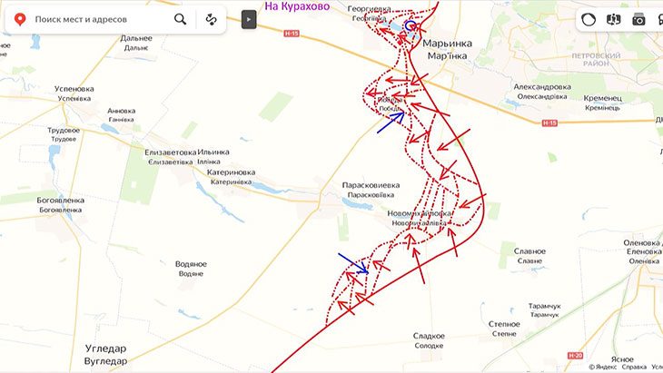 Постепенный охват Новомихайловки с севера уже очевиден