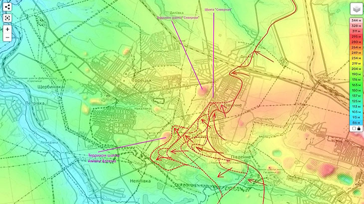 Наши войска обтекают террикон шахты имени Артема с севера и с юга