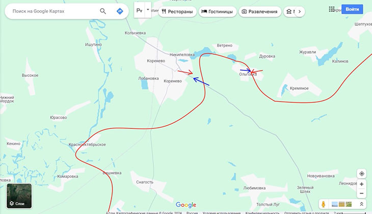 Противник пытается взять под свой контроль н. п. Ольговка