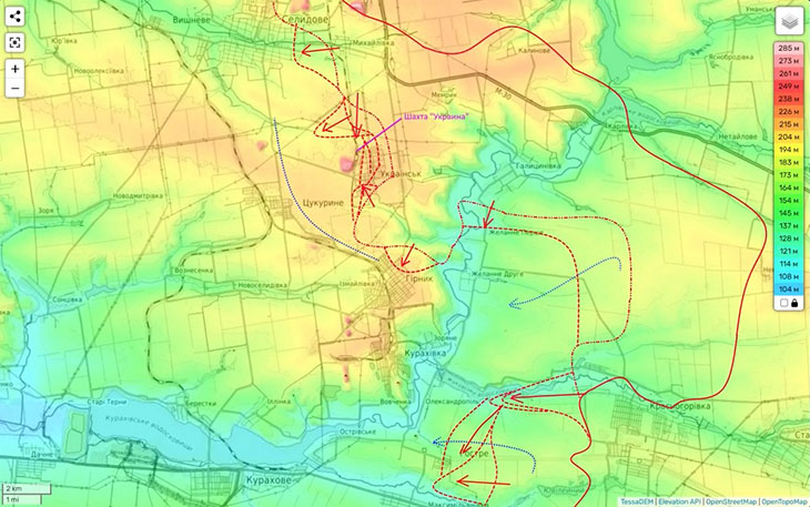 На кураховском фронте основные бои развернулись в районе н. п. Острое