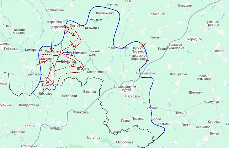 Наши войска за последние дни смогли зайти в н. п. Дарьино и взять его