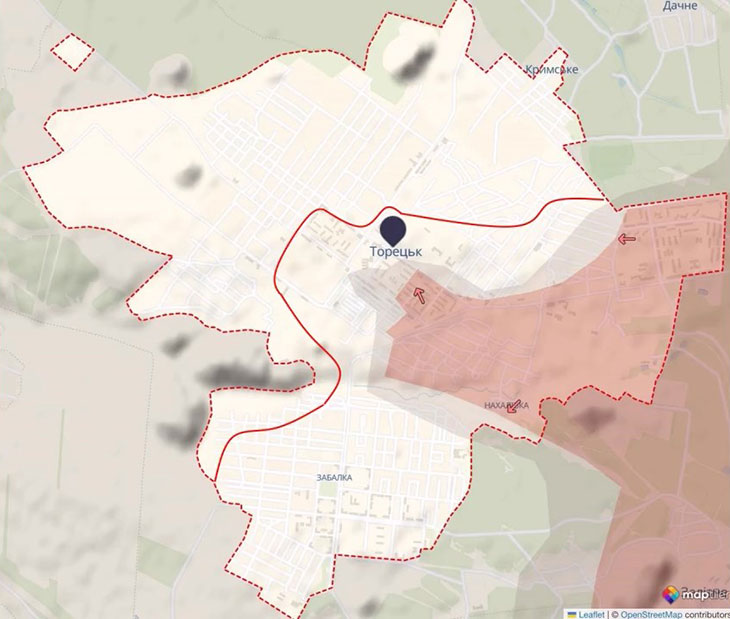 Карта зон влияния в Торецке