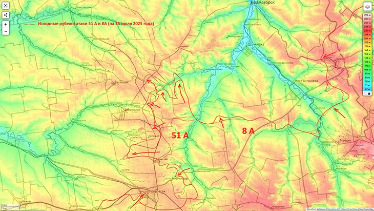 Разница в продвижении 51-й и 8-й армии