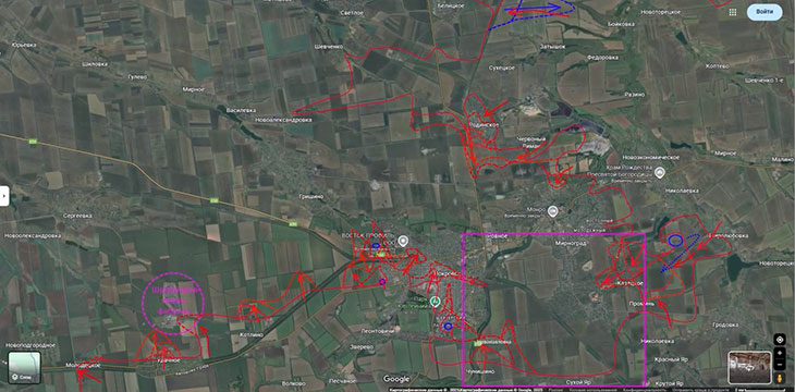 Наши части через Казацкое зашли в южные окраины Мирнограда и пытаются срезать выступ