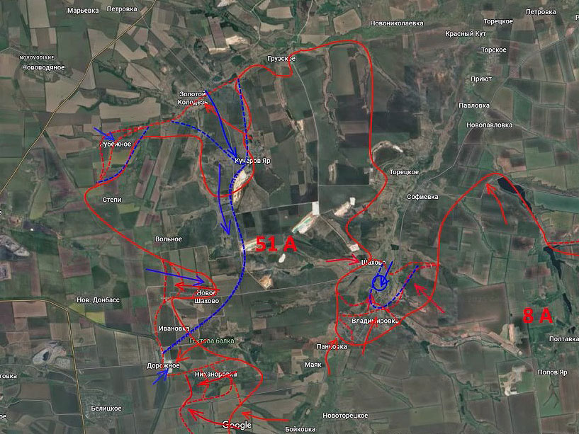 Противник пробился к своим в южной части Шахова и сейчас пытается зайти обратно во Владимировку