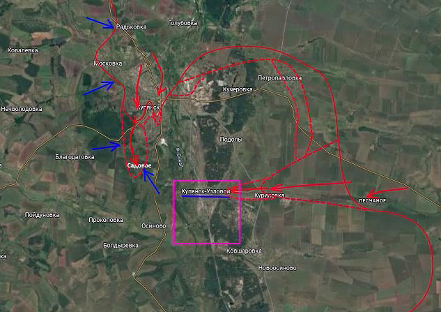 Противник пытается наладить переправу через реку Оскол в районе железнодорожных подорванных мостов