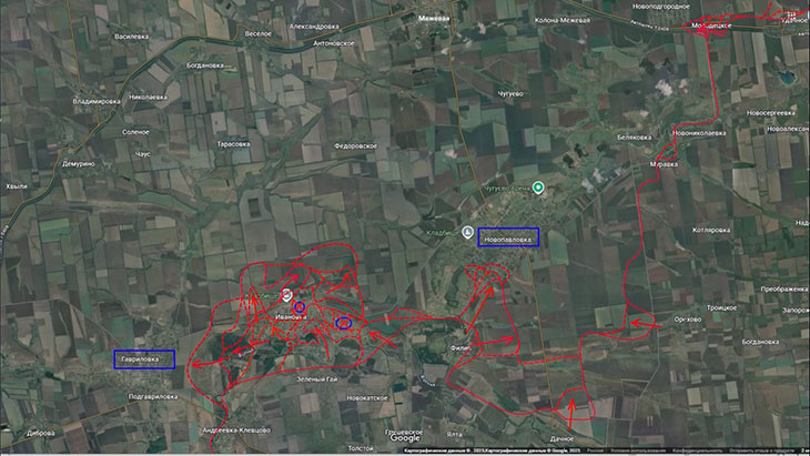 Мы уже зашли в тыл Новопавловке с запада, а еще довольно серьезно подошли к Гавриловке