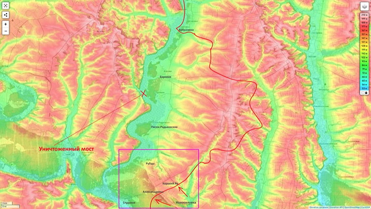 Через село Рубцы проходит единственная сухопутная дорога, которая снабжает боровскую группировку противника