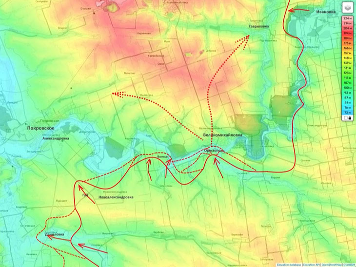 После взятия Орестополя нам удобно наступать на Гавриловку с запада и идти на Покровское