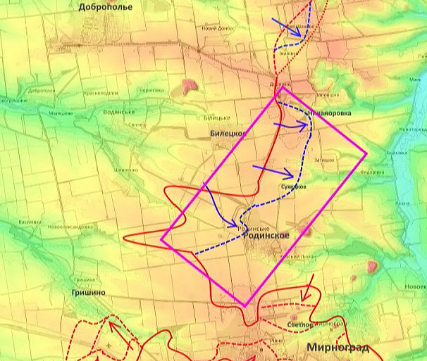 Противник пытается наступать в Родинском