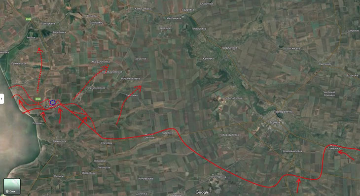 Угроза ореховской группировке противника в случае взятия нами Приморска и Степногорска