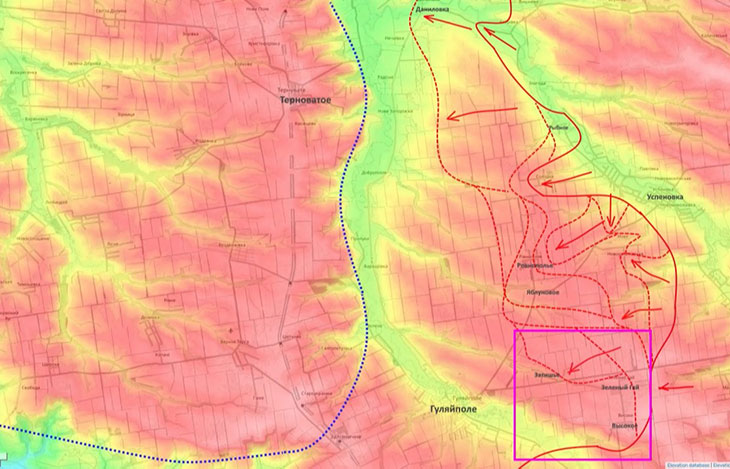 Вчера наши части были зафиксированы в районе населенного пункта Затишье, который расположен буквально в 3 километрах от Гуляйполя