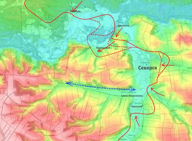 Наши части пытаются лишить противника южной части дорог снабжения Северска