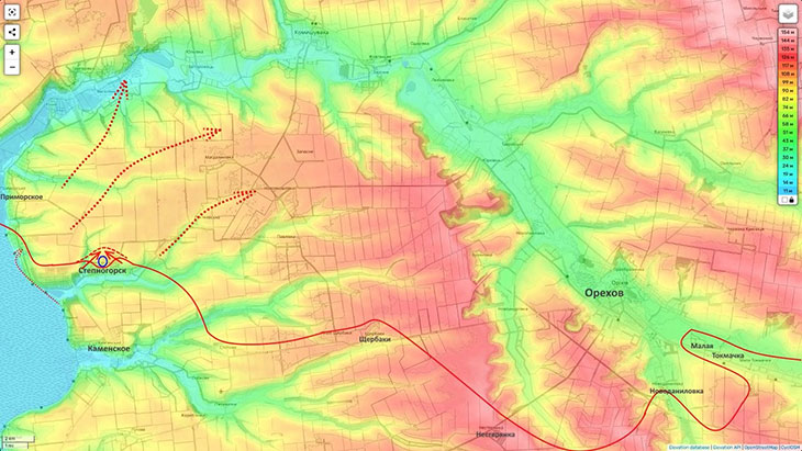 Опираясь на Степногорск, мы можем дальше двигаться на северо-восток, чтобы охватить Орехов с этого направления
