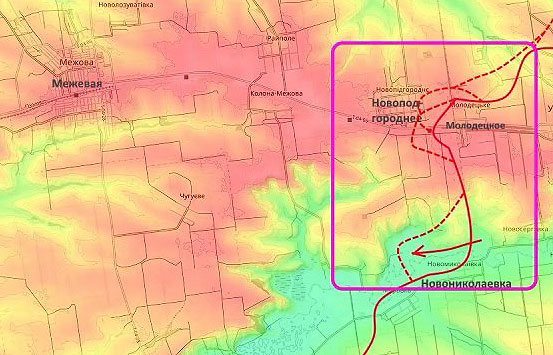 Восточнее Межевой все более и более начинает раскачиваться наше наступление от Молодецкого, от Новониколаевки