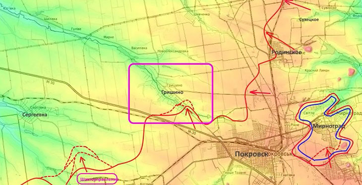 Заняты новые позиции по направлению к Гришино