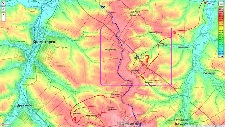 Водораздельный хребет, по которому идет канал Северский Донец - Донбасс