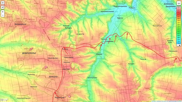 Атакующие действия в районе Торецкого и в районе Софиевки