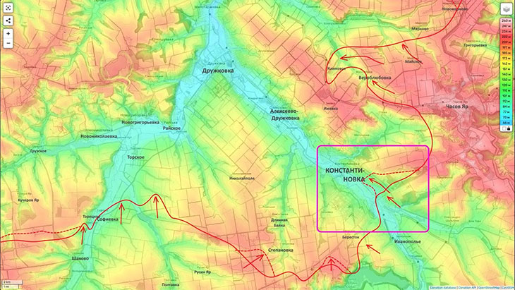 Прорыв с востока в Константиновку и зацепление за жилую застройку
