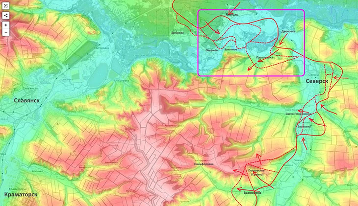 7-я мотострелковая бригада, опираясь уже на занятую нами ранее Платоновку, пытается продавливать противника на юг